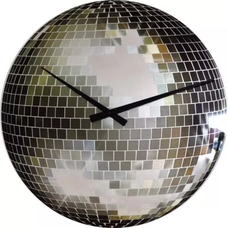 NeXtime klok 8801 Small Disco, Ø30 cm, Siena, Sudraba