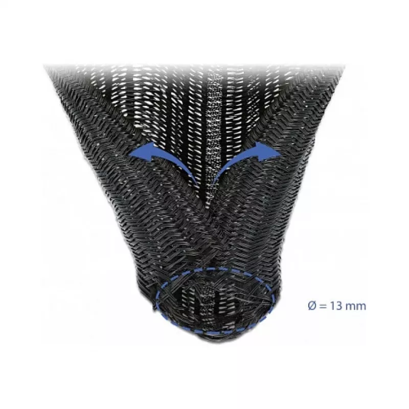 Pītais kabeļu aizsargapvalks DeLOCK 18909 5 m x 13 mm melns
