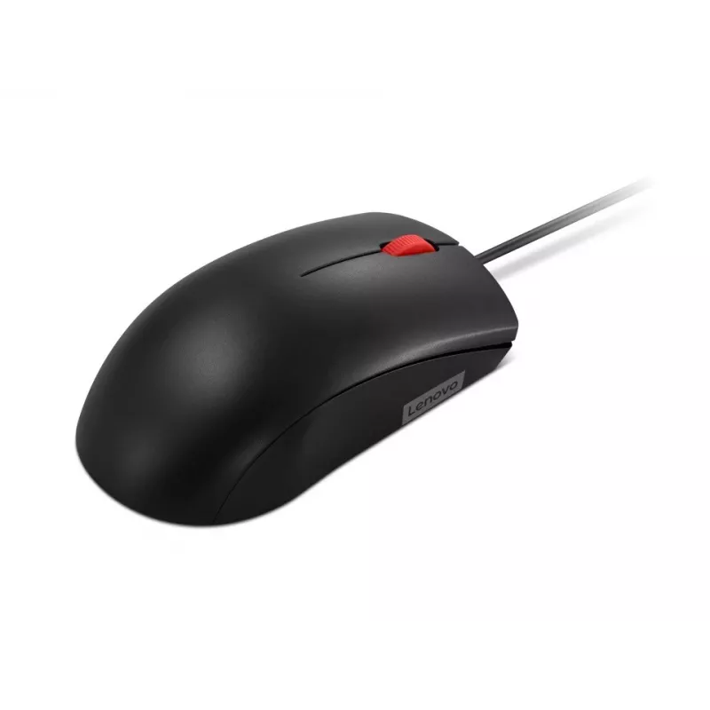 Vadu USB-A pele Lenovo 120 — melna, piemērota abām rokām, 1600 DPI, 3 pogas, 1,5 m kabelis