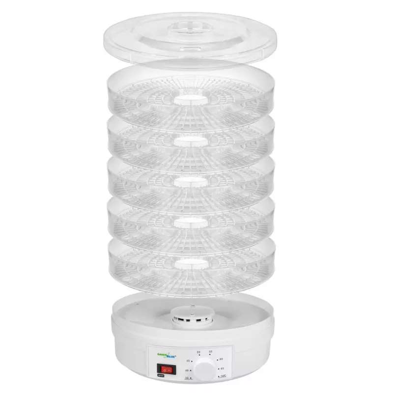 Pārtikas žāvētājs GreenBlue GB190 ar 5 restēm, 250 W, regulējama temperatūra, restes diametrs 32 cm