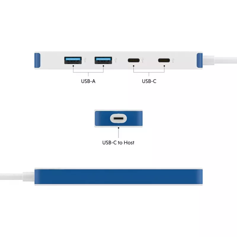 USB-C centrmezgls HYPER HyperDrive Flex HD5200BUGL — 4 pieslēgvietas, zils