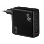 3x USB C + USB A Power Delivery sienas lādētājs melns, GaN 100W