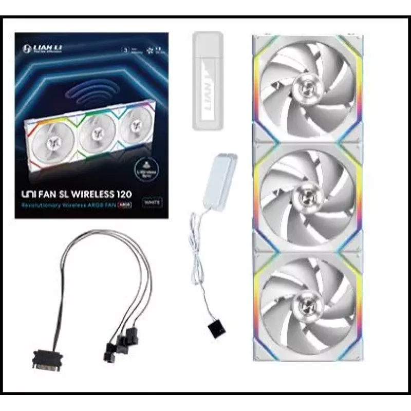 Ventilators Lian Li UNI FAN SL Wireless 120 12 cm balts 3 gab. 28,5 dB 64,05 cfm