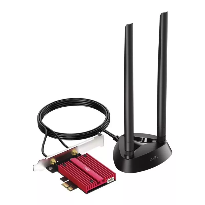 Iekšējā WLAN Bluetooth tīkla karte Cudy WE9300S PCIe, Wi‑Fi 7 (802.11be) Tri‑band 2.4/5/6 GHz, 5765 Mbit/s, Bluetooth 5.4, ārējā 2x2 antena