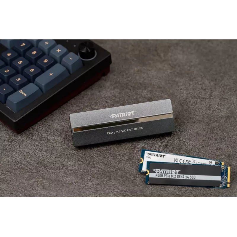 Ārējais NVMe M.2 PCIe SSD korpuss PATRIOT PV810UPNGM — USB-C 3.2 Gen 2, atbalsta 2230/2242/2260/2280, līdz 8 TB, alumīnija, pelēks