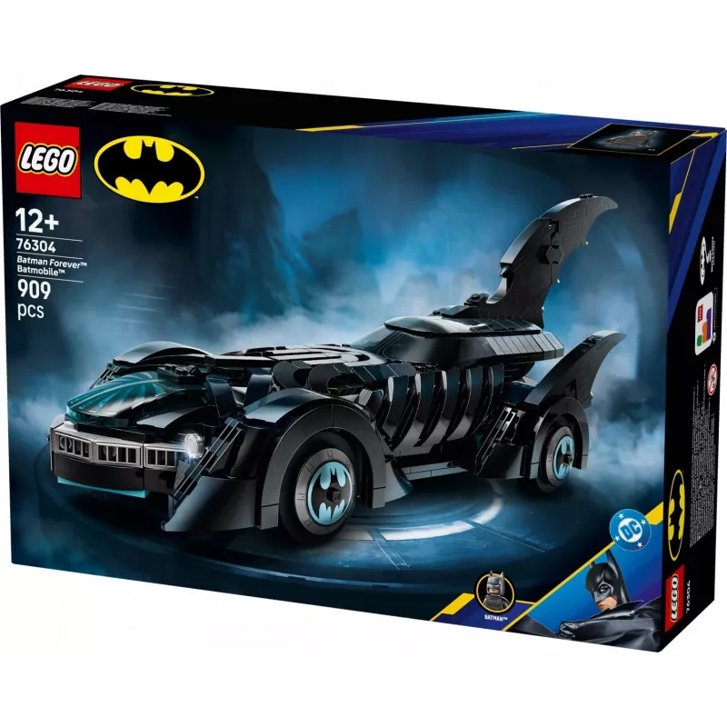 LEGO konstruktors DC Super Heroes Batman Forever Batmobile 76304 — 909 detaļas, 1 minifigūra, ieteicamais vecums 12+
