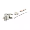 Keystone modulis DELOCK RJ45 uz LSA Cat.6A ekranēts, bez instrumenta, plakans, sudraba/baltā krāsā, ar putekļu vāciņu