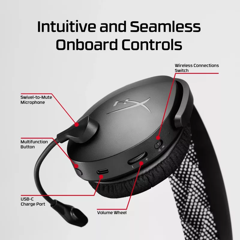 HyperX Cloud Jet - bezvadu spēļu austiņas (melnas)