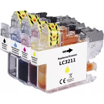 Renkforce tintes komplekts aizstāj Brother LC-3211 (LC3211VALDR) saderīgs melns, ciāna, fuksīna, dzeltens RF-I-B-LC3211BKCMY RF-5718882 (RF-5718882)
