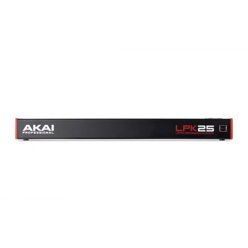 AKAI LPK25 MKII 25 taustiņu ar USB darbināma mini MIDI tastatūra — oktāvu nobīde, arpedžators, 6 pogas, sarkana