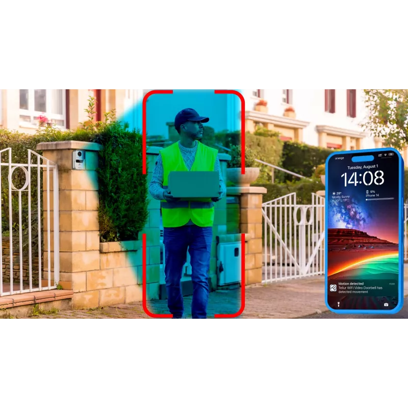 Video durvju zvans Tellur TLL331511 1080P ar atslēgšanas funkciju un iekštelpu zvanu