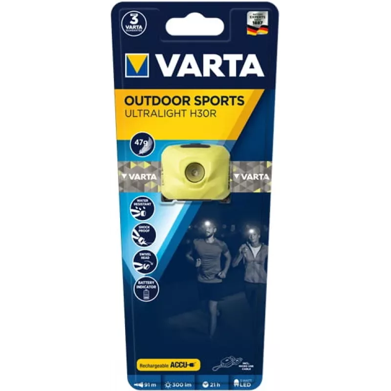 Galvas lukturītis Varta OUTDOOR SPORTS ULTRALIGHT H30R Lime