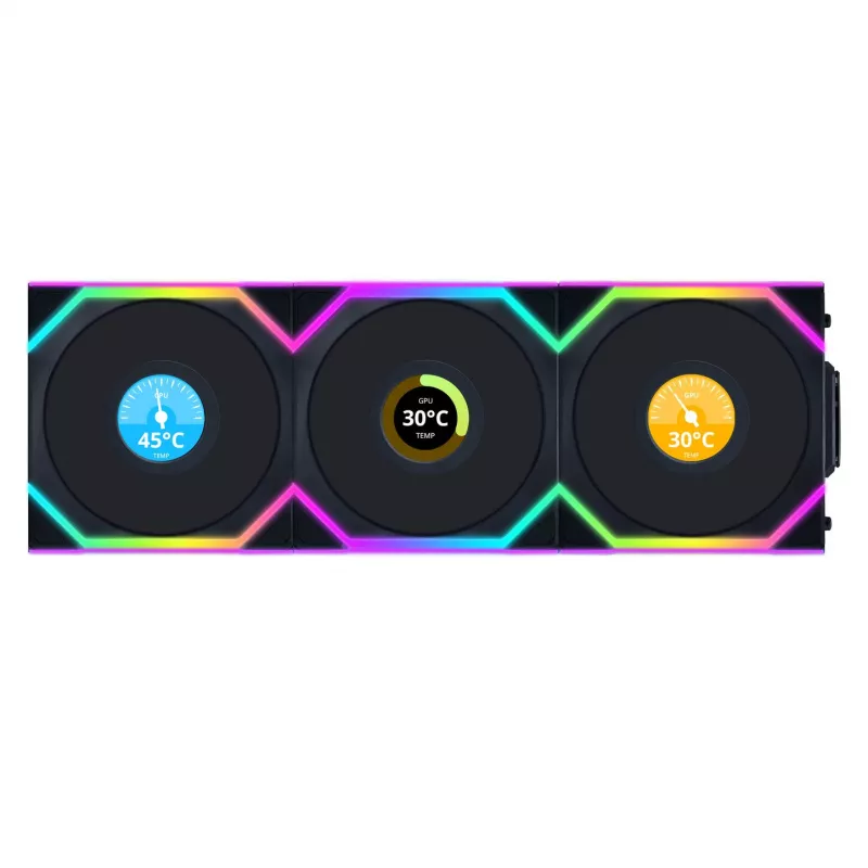 Fan Lian Li UNI FAN SL Wireless LCD 120 Melns 3 pcs
