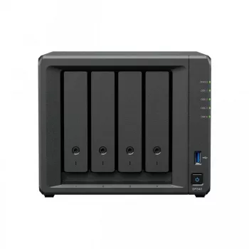 NAS desktop SYNOLOGY DP340 ar R1600 CPU, 16 GB RAM, 32 TB HDD, 4 nodalījumu, RAID atbalsts, melns