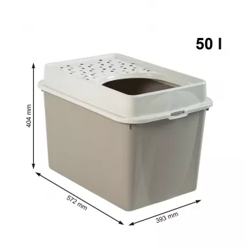 rotho Berty Eco Cappuccino kaķu pakaišu kaste — tehnopolimērs, 50 L, 572×393×404 mm, bez BPA, 1 kg