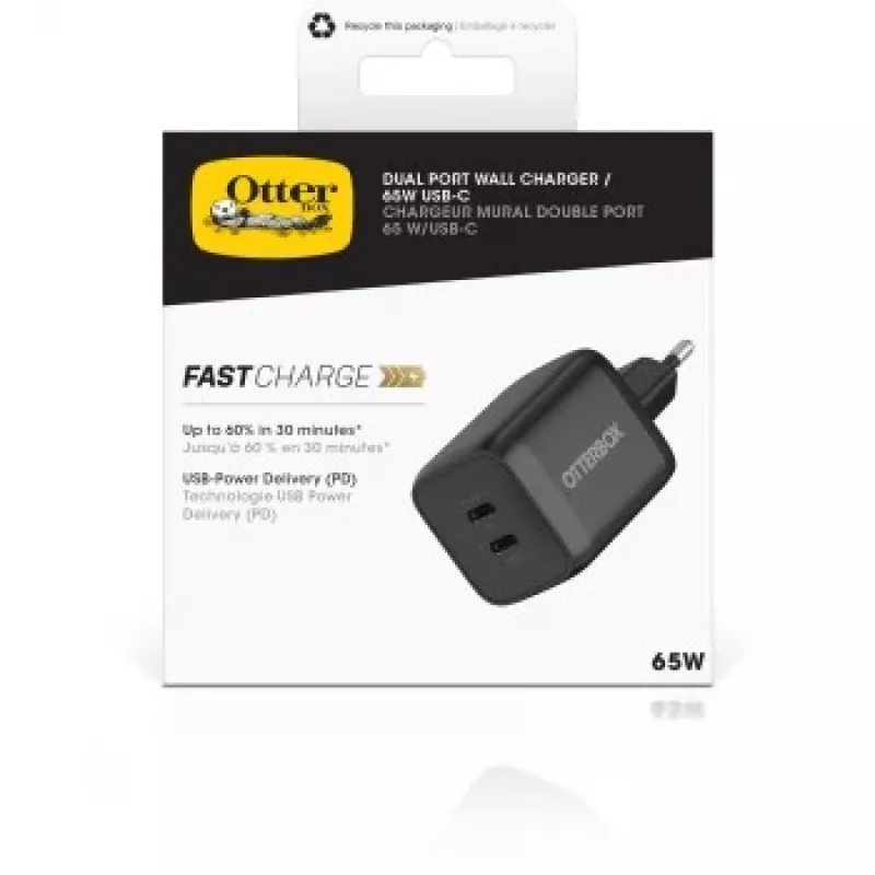 Otterbox standarta ES sienas lādētājs 65W - 1X USB-C 45W + 1X USB-C 20W USB-PD