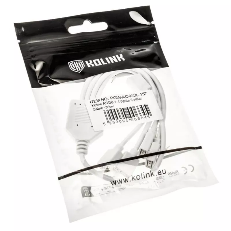 ARGB sadalītāja kabelis Kolink PGW-AC-KOL-157 30 cm balts 3-pin 5V ARGB pieslēgvietām