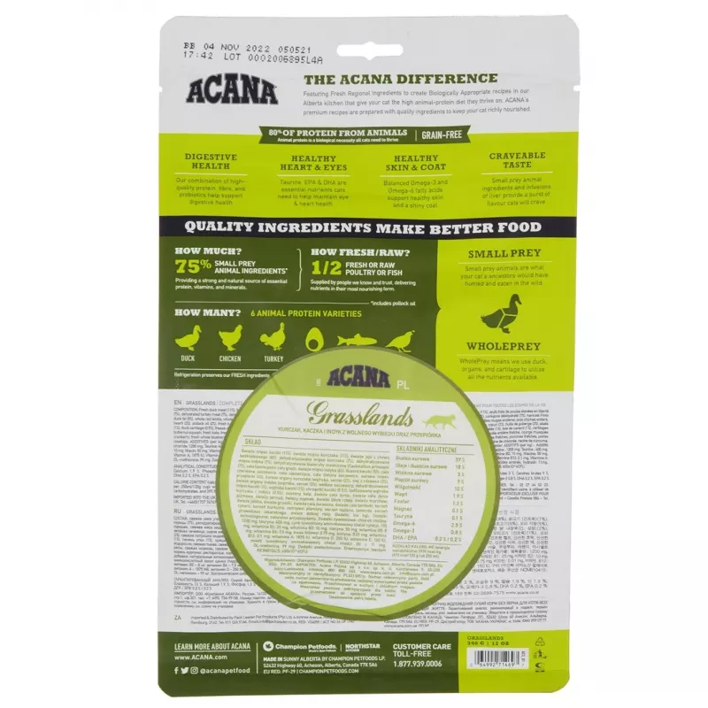 ACANA Grasslands - sausā kaķu barība - 340g