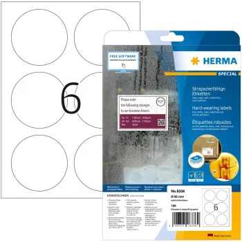 Pašlīmējošā printera etiķete HERMA Signs A4 Ø 85 mm