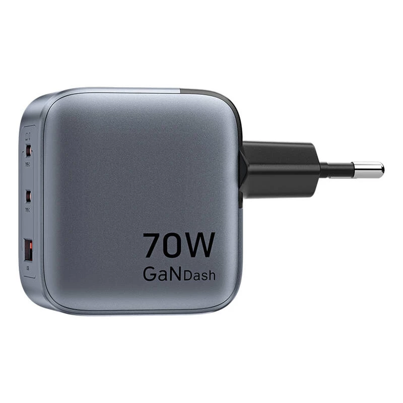 Vention GaN lādētājs FEXH0-EU 70W — 2x USB-C + 1x USB-A, PD 70W, 100–240V