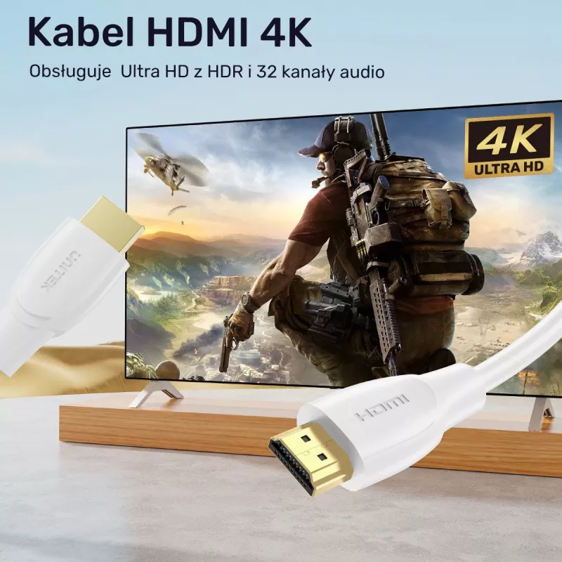HDMI kabelis Unitek C11090AWH03-1M — 1 m, atbalsta 4K 60 Hz