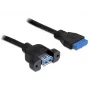 USB 3.0 F/F kabelis DeLOCK 83118 0,5 m melns