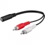 Wentronic Goobay 3,5 mm ligzdas/RCA adaptera kabelis, melns, 0,2 m - 3,5 mm ligzda (3 kontaktu, stereo) > 2x RCA spraudnis (audio kreisais/labais) (50092)