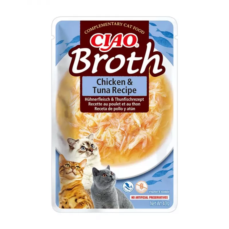 INABA Ciao buljons ar vistu, lasi un tunzivi - kaķu gardumi - 24x40g