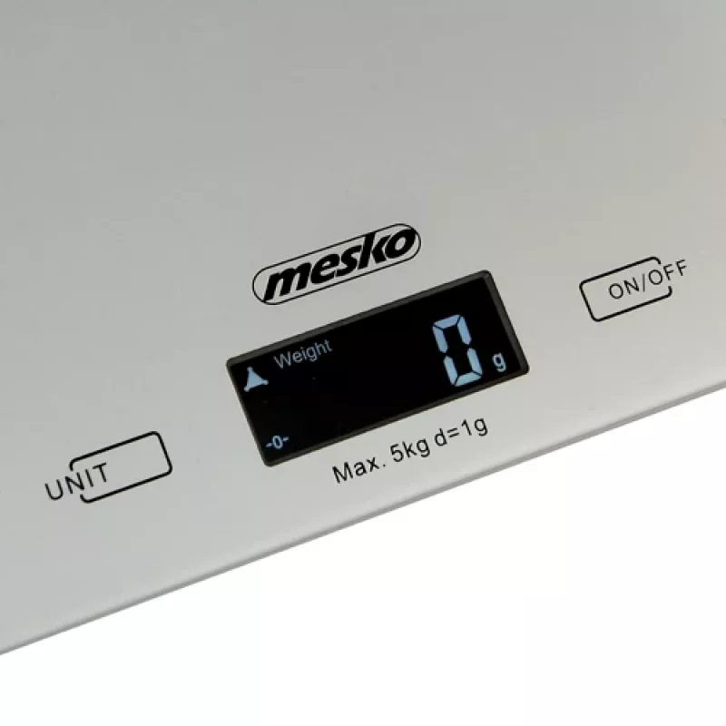 Mesko | Virtuves svari | MS 3145 | Maksimālais svars (ietilpība) 5 kg | Dalījums 1 g | Displeja tips LCD | Sudraba