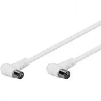 Wentronic Goobay antennas leņķa savienojuma kabelis, 100% ekranēts, balts, 5 m - Coax spraudnis 90° Koax kontaktligzda 90° (67356)