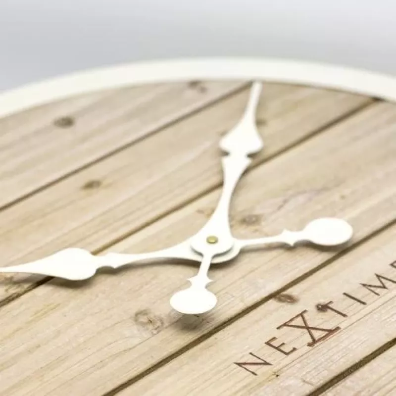 NeXtime klok 3134wi Plank, Ø50 cm, siena, balts