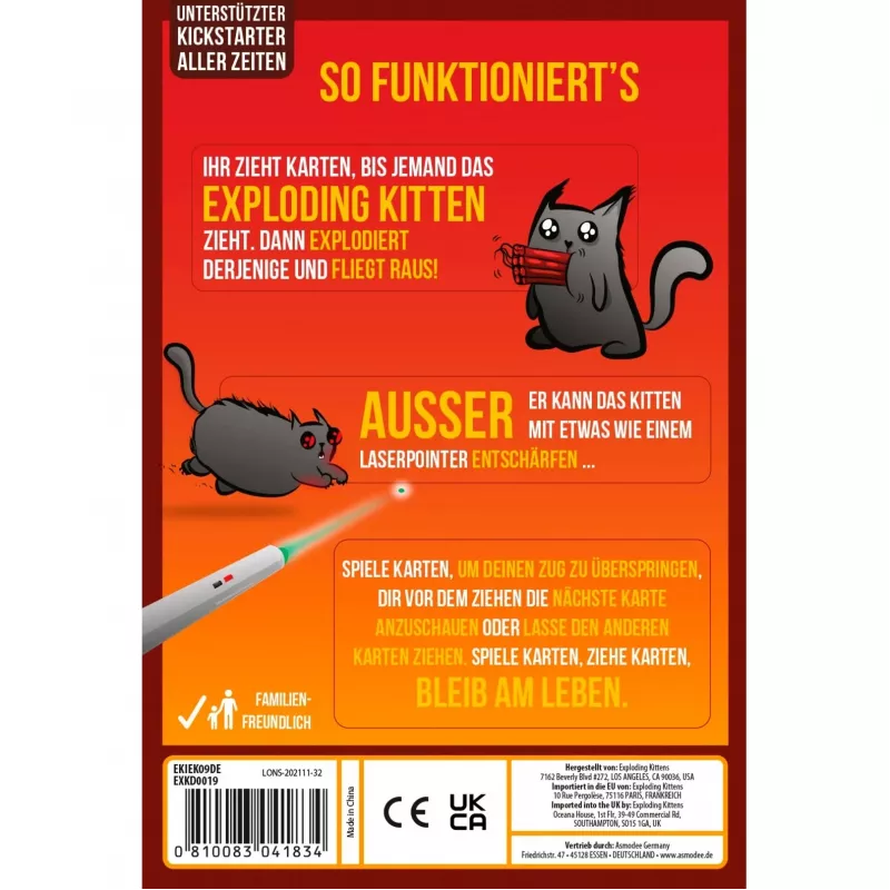 Exploding Kittens - 2-Players-Edition, Kāršu spēle