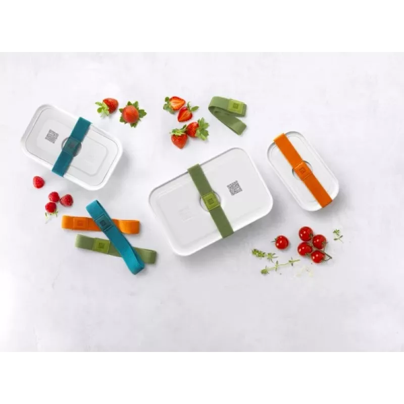 Vakuumēšanas kastes ZWILLING 36807-007-0, plastmasas taisnstūrveida pārtikas trauks, 1,1 l & 2,3 l, hermētiski noslēdzams vāks, noņemams, caurspīdīgi balts