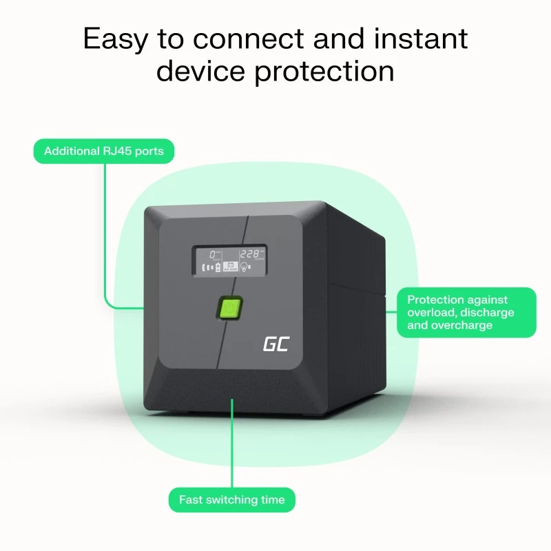 Green Cell UPSLP700 nepārtrauktās barošanas avots (UPS) Line-Interactive 1 kVA 700 W 4 AC kontaktligzdas