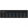 LogiLink USB 3.0 centrmezgls, 7 portu 5.25 iekšējais, ar ātrās uzlādes portu - Centrmezgls - 6 x SuperSpeed USB 3.0 + 1 x SuperSpeed USB 3.0 (uzlādei)