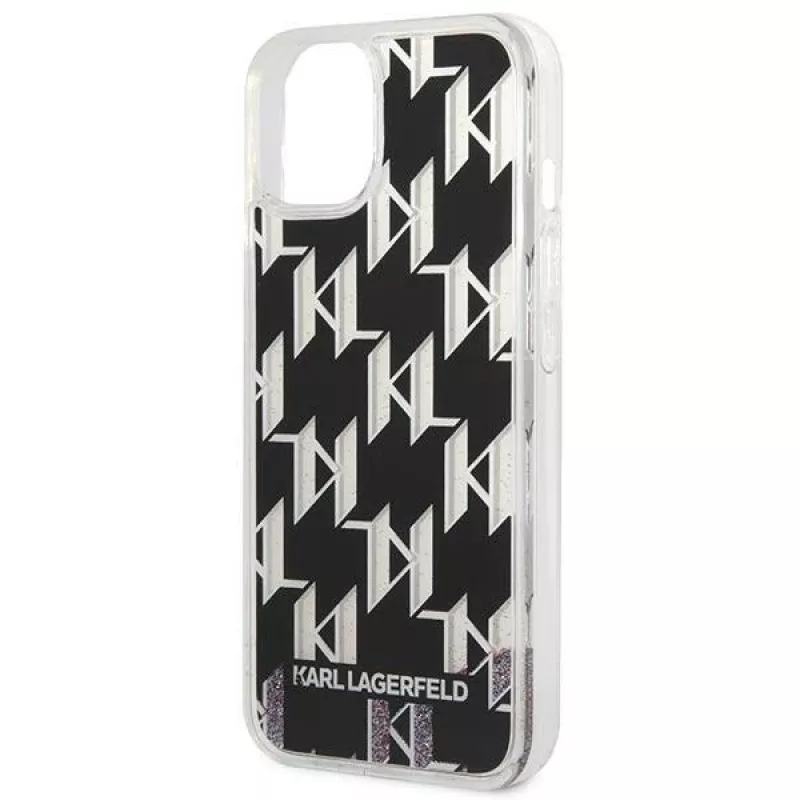 Karl Lagerfeld KLHCP14MLMNMK iPhone 14 Plus 6.7 cietais maciņš melns / melns Liquid Glitter Monogram