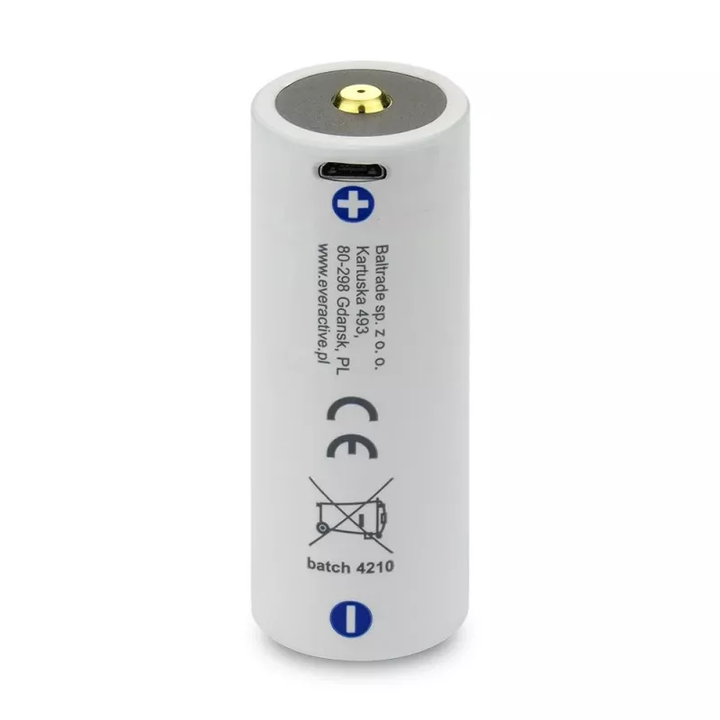 Uzlādējamā baterija everActive EV26650-52M 3.7V 5200mAh ar Micro USB uzlādi