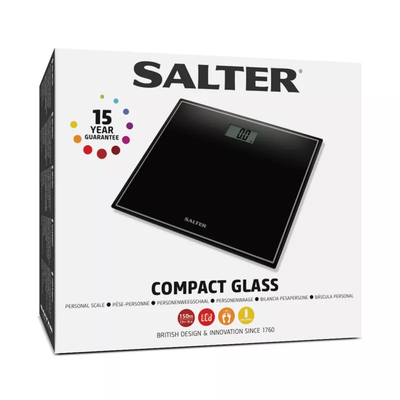 Salter 9207 BCFEU12 kompakti elektroniskie vannasistabas svari - melni