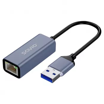 Tīkla saskarnes adapteris SAVIO AK-83 USB Type-A uz RJ-45 vīr., 5 Gbit/s, melns