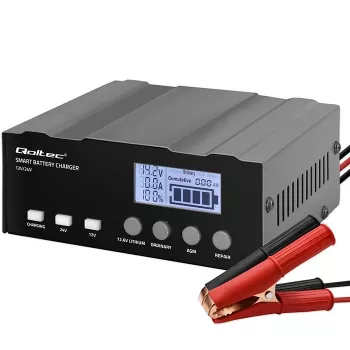 Bateriju lādētājs QOLTEC 52491 mikroprocesora 12V/12.6V/24V ar LCD