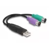 DELOCK USB uz PS/2 adapteris 0,17 m 2x 6 kontaktu Mini-DIN USB A