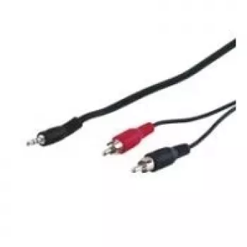 Wentronic Goobay 3,5 mm ligzdas/RCA adaptera kabelis, melns, 3 m — 3,5 mm spraudnis (3 kontaktu, stereo) > 2x RCA spraudnis (audio kreisais/labais) (50196)