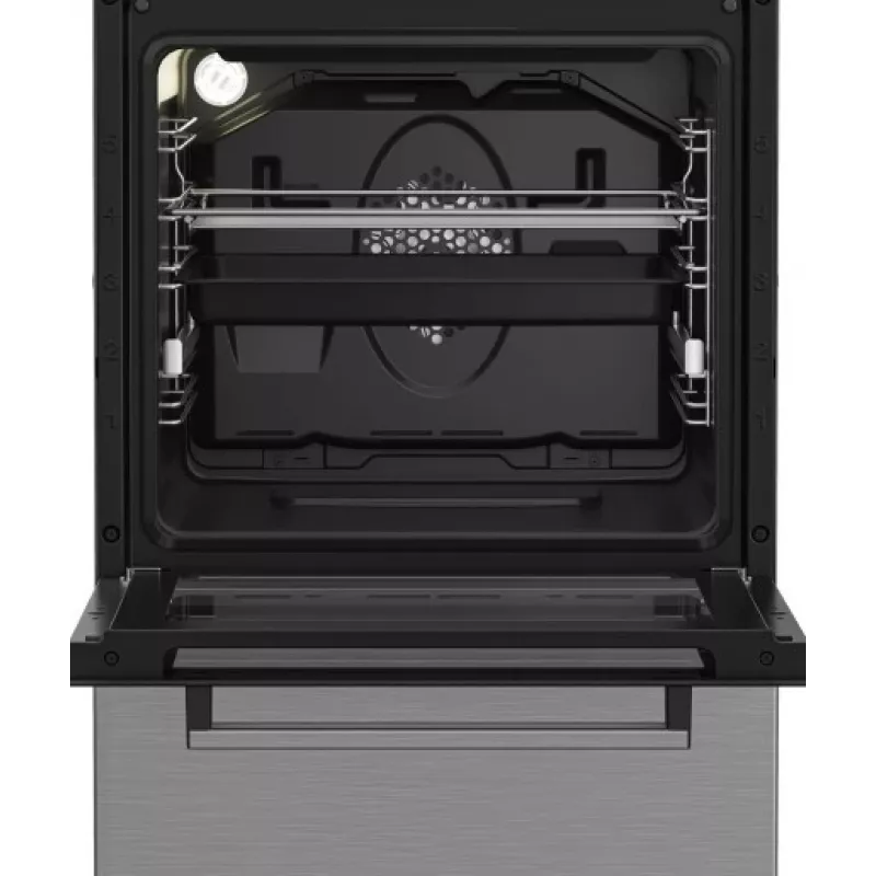 Brīvi stāvoša plīts BEKO FSM52332DXDT 5 degļu gāzes plīts virsma 60 cm, elektriskā cepeškrāsns 60 L, energoefektivitātes klase A