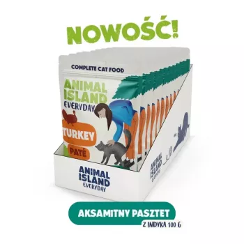 ANIMAL ISLAND pastēte Tītars maisiņos kaķiem 12x100g