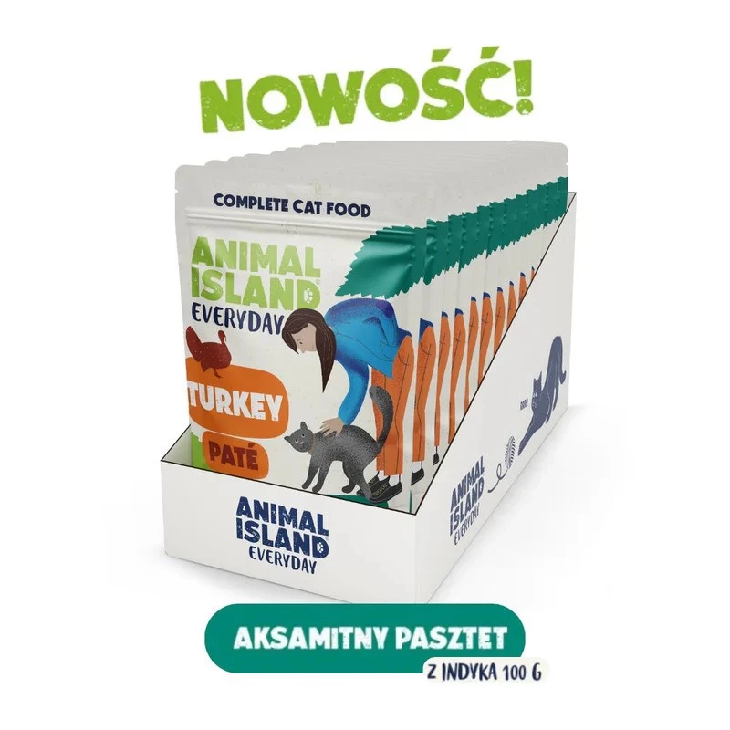 ANIMAL ISLAND pastēte Tītars maisiņos kaķiem 12x100g