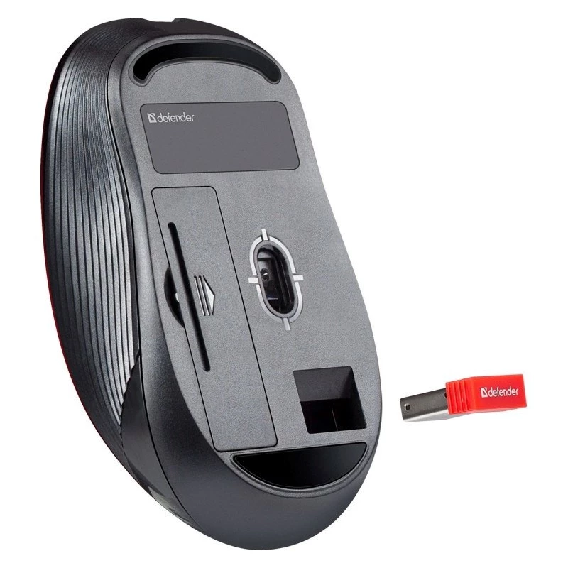 Bezvadu RF klusā pele DEFENDER Gassa MM-105 — piemērota abām rokām, 1600 DPI, 2.4 GHz, nano USB uztvērējs