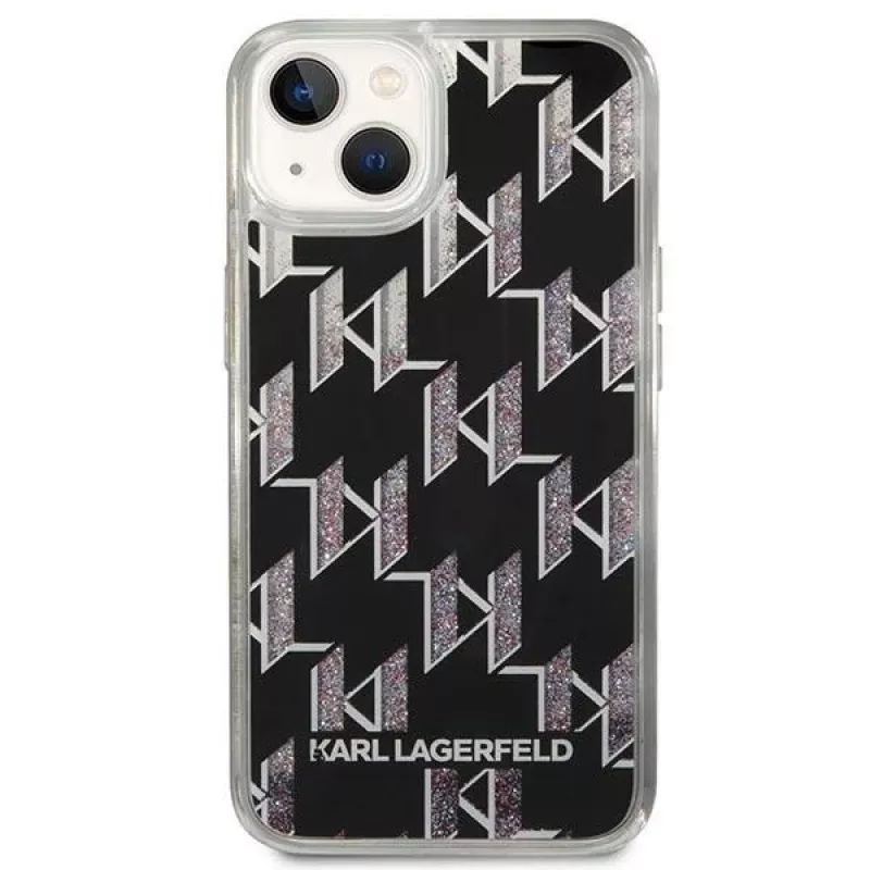 Karl Lagerfeld KLHCP14MLMNMK iPhone 14 Plus 6.7 cietais maciņš melns / melns Liquid Glitter Monogram