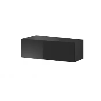 TV statīvs Cama Meble VIGO SLANT '90' – 900×400×300 mm, melna virsma (skaidu plātne), melns rāmis, spīdīgs
