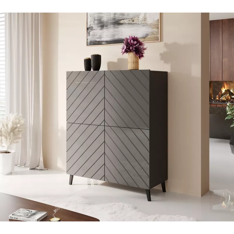 Shelving unit ABETO 100.5 x 40 x 121.5 cm grafīta/glancēts grafīta