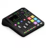 Studijas kontrolieris RØDE Caster Duo Melns — 2 kombi XLR/TRS, 2 TRS līnijas izejas, 48 kHz, 24 bitu, skārienjutīgais ekrāns, Wi‑Fi, Bluetooth
